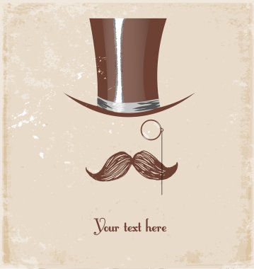 silindir, bıyık, tek gözlük ve baston