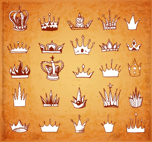 Bocetos de coronas en estilo vintage . — Vector de stock