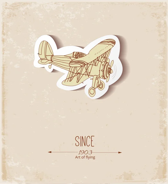 Carte avec avion vintage . — Image vectorielle