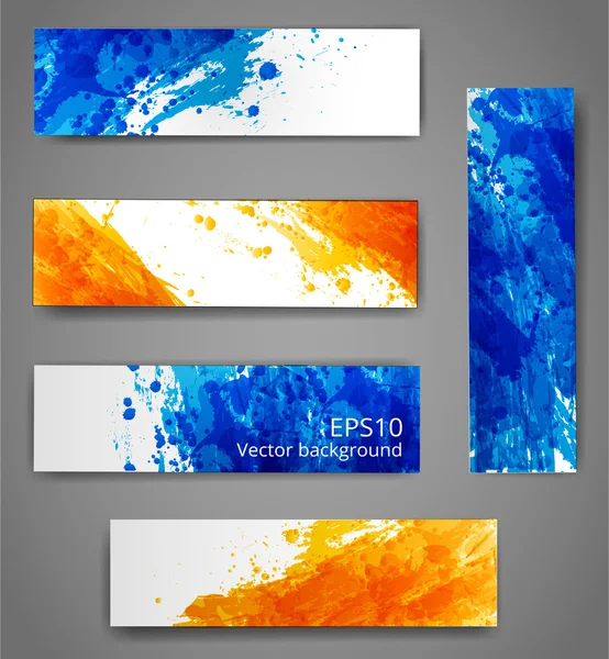 Conjunto de fondos abstractos con salpicaduras grunge en colores otoñales . — Vector de stock