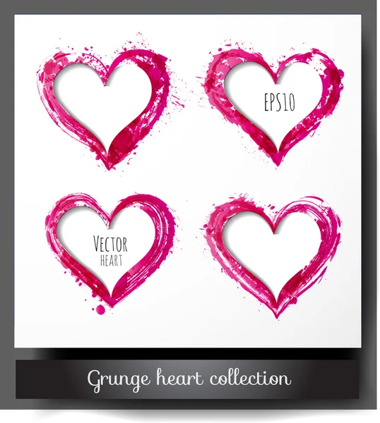 Set of grunge paper-cut hearts. — Stockvector