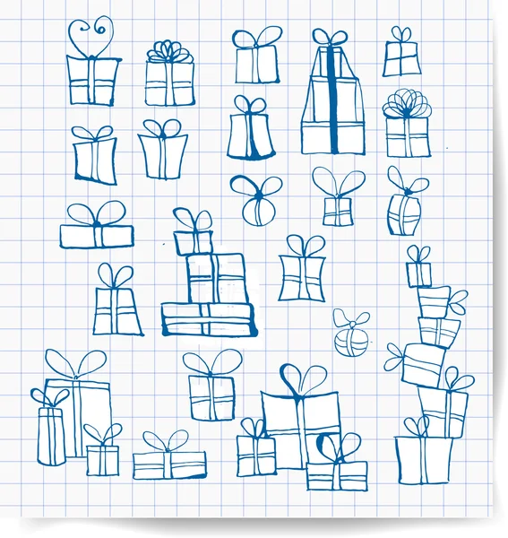 Pen sketch gift boxes collection — Stock Vector