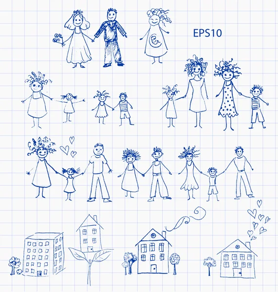 Sketches of home and family. — Stock Vector