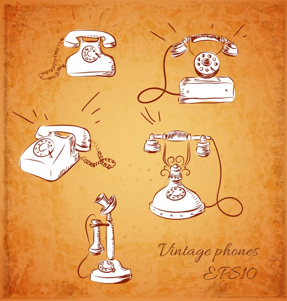 Vázlatok vintage telefonok — Stock Vector