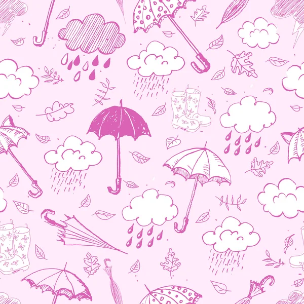 Rain, clouds and umbrellas. — Stock Vector