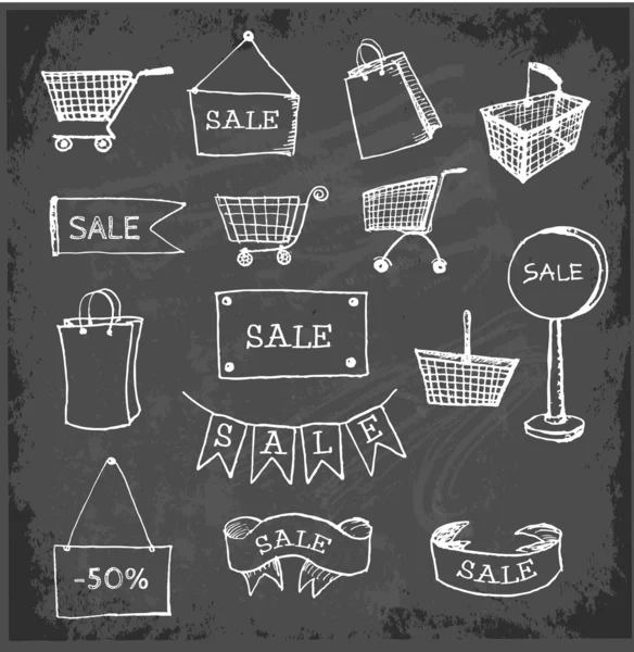 Sketches of shopping objects — Stock Vector