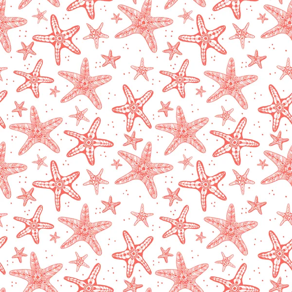 Fondo sin costuras con estrellas de mar . — Vector de stock