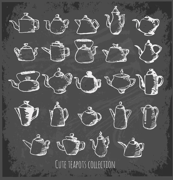 Коллекция чайников для рисования  . — стоковый вектор