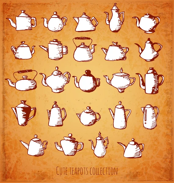 Vintage teapots collection. — Stock Vector