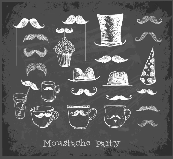 Moustache party objects — Stock Vector