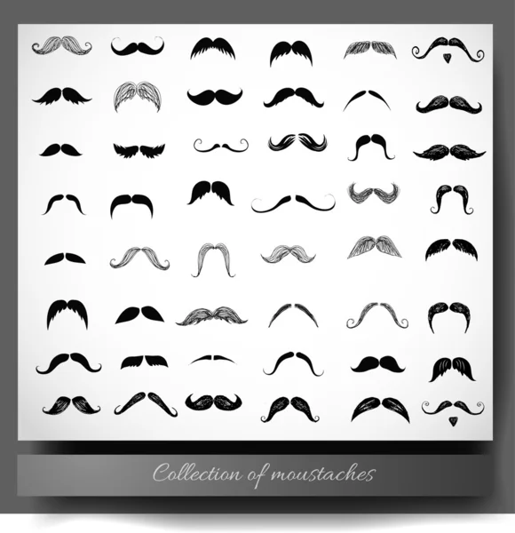 Conjunto de bigodes desenhados à mão — Vetor de Stock