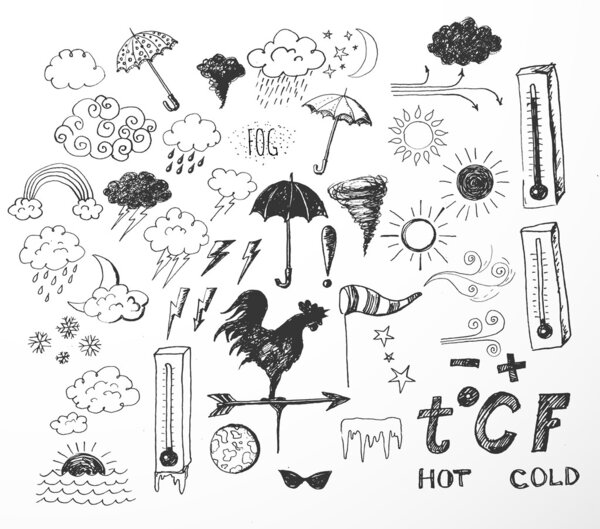 Set of weather symbols sketch
