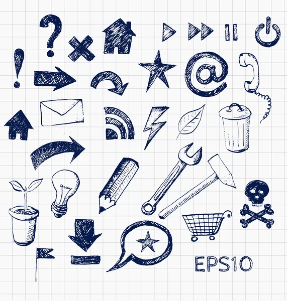 Bosquejo de iconos de diseño web . — Vector de stock