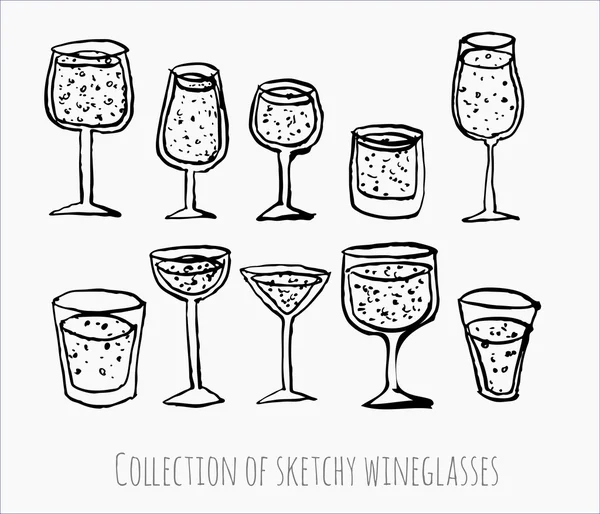 Sketches of wineglasses. — Stock Vector