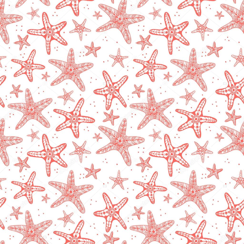 Seamless background with starfishes.