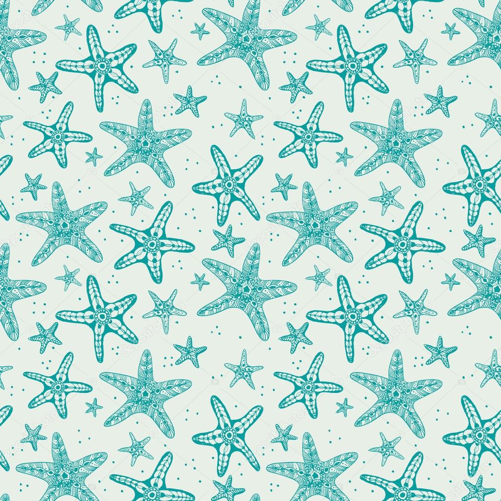 Seamless background with starfishes.