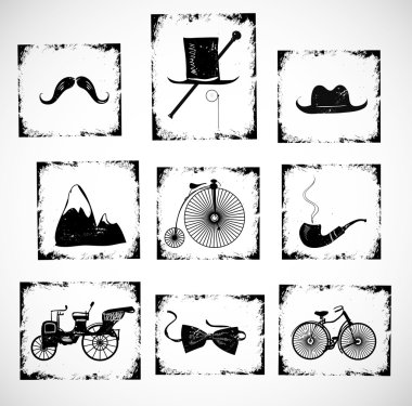 stempels met gentleman's accessoiresBeyefendinin aksesuarları ile lastik pullar