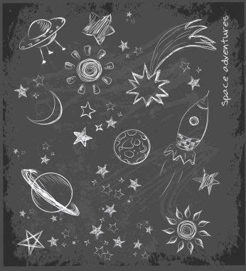 Uzay nesneleri çizim seti