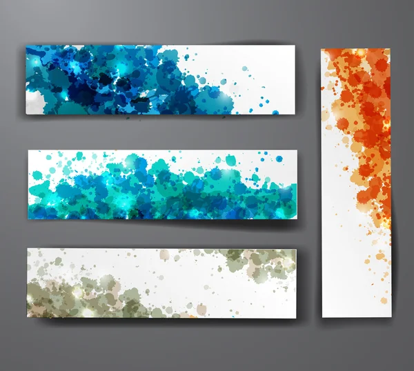 Set van abstracte achtergronden met grunge spatten in herfst kleuren. — Stockvector