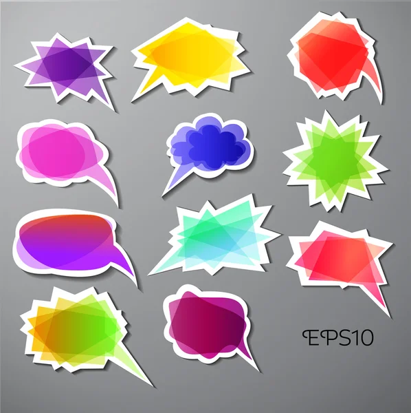 Set of Colorful Paper-cut speech Bubbles. — Stock Vector