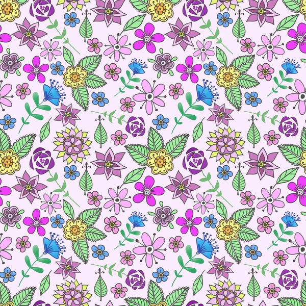 Fundo floral sem costura. Textura com flores brilhantes de verão . — Vetor de Stock