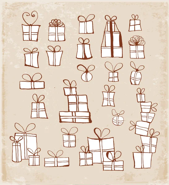 Colección de cajas de regalo Sketch — Vector de stock