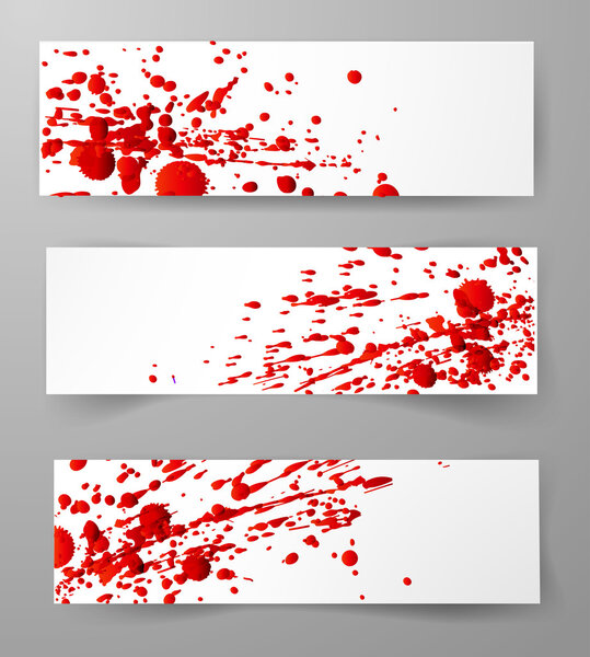 Set of banners with red splashes.