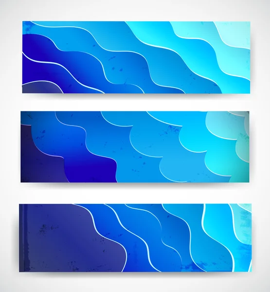 Set blauer stilisierter Wasserfahnen. — Stockvektor