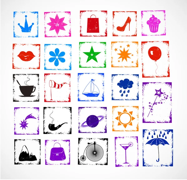 Série de timbres en caoutchouc grunge lumineux — Image vectorielle