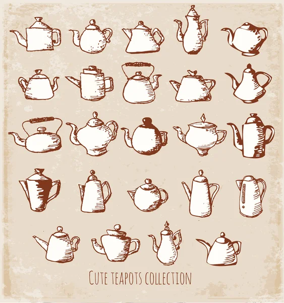 Sketch teapots collection. — Stock Vector