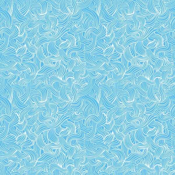 Blå sömlös abstrakt handritade vågor mönster. — Stock vektor