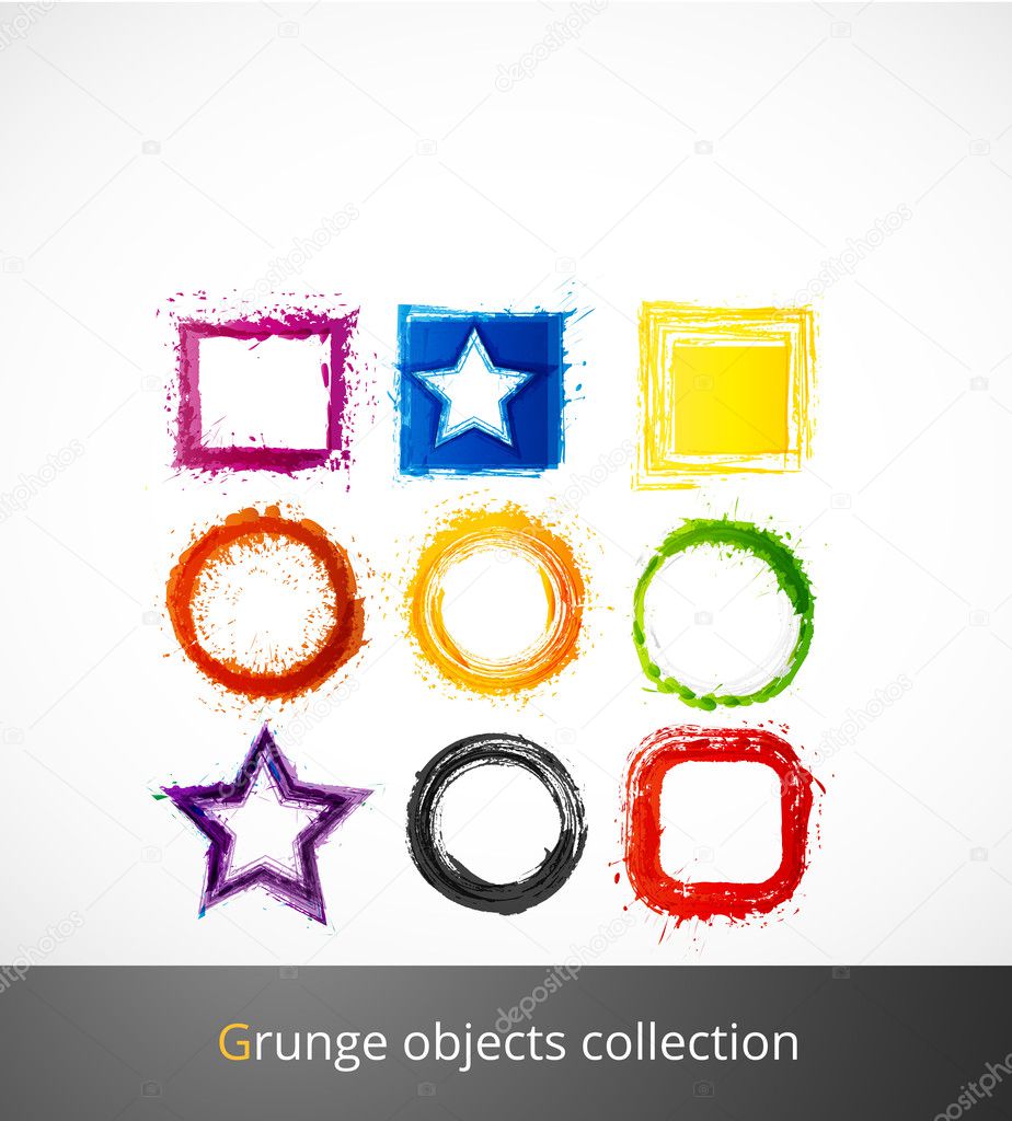 Set of coloured grunge elements
