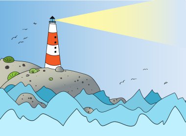 Deniz feneri, vektör yatay