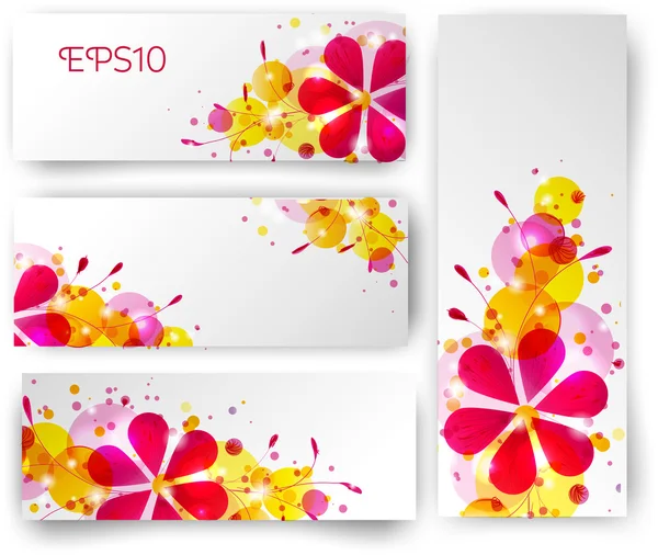 Set van heldere floral banners — Stockvector