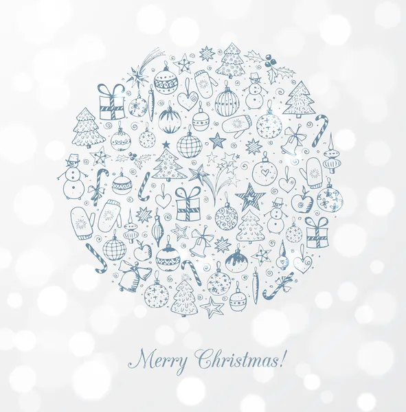 Greeting card with christmas trees, christmas balls — Stock Vector