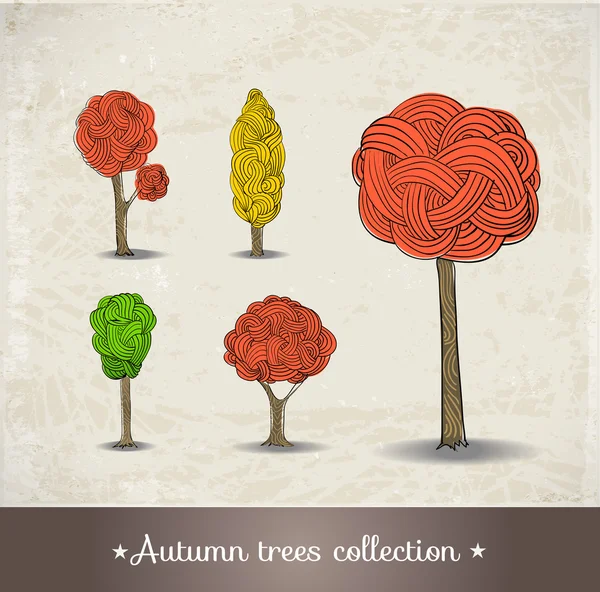 Ručně tažené podzimní stromy. — Stockový vektor