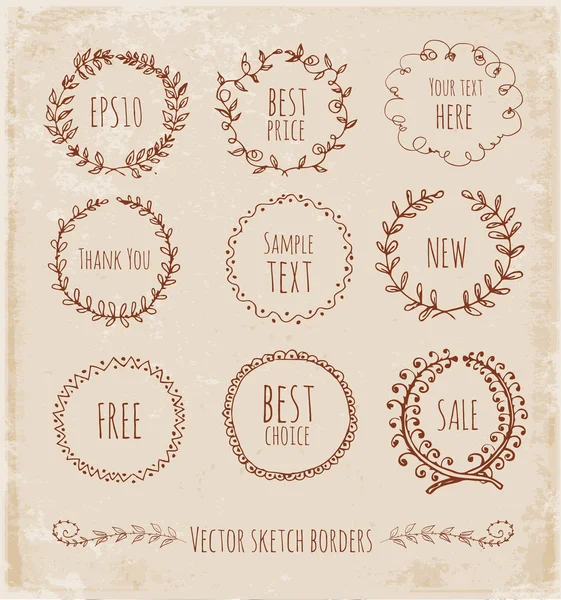 çerçeveler, vintage tarzı çizilmiş kroki