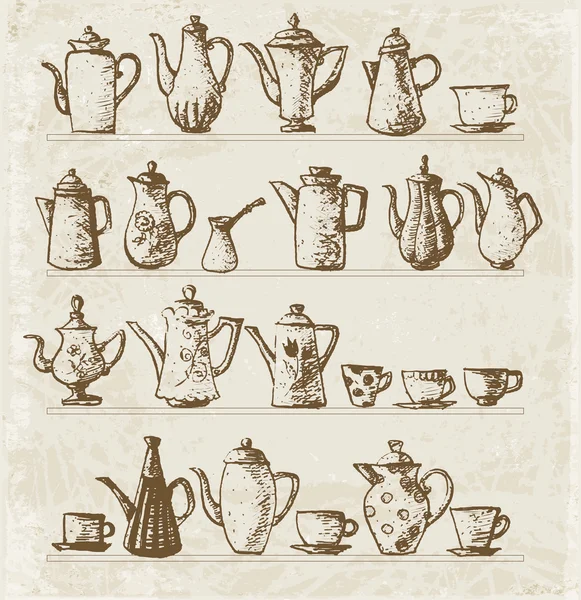 Croquis d'objets de café . — Image vectorielle