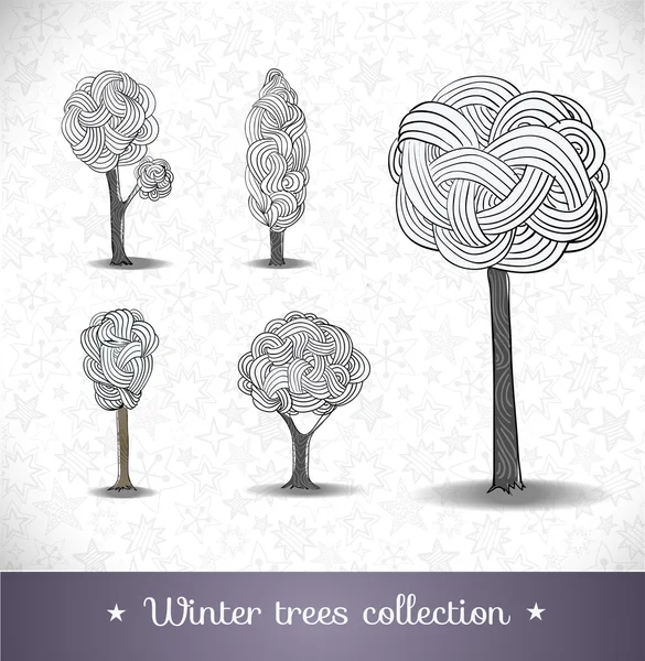 Árboles de invierno hechos a mano — Archivo Imágenes Vectoriales