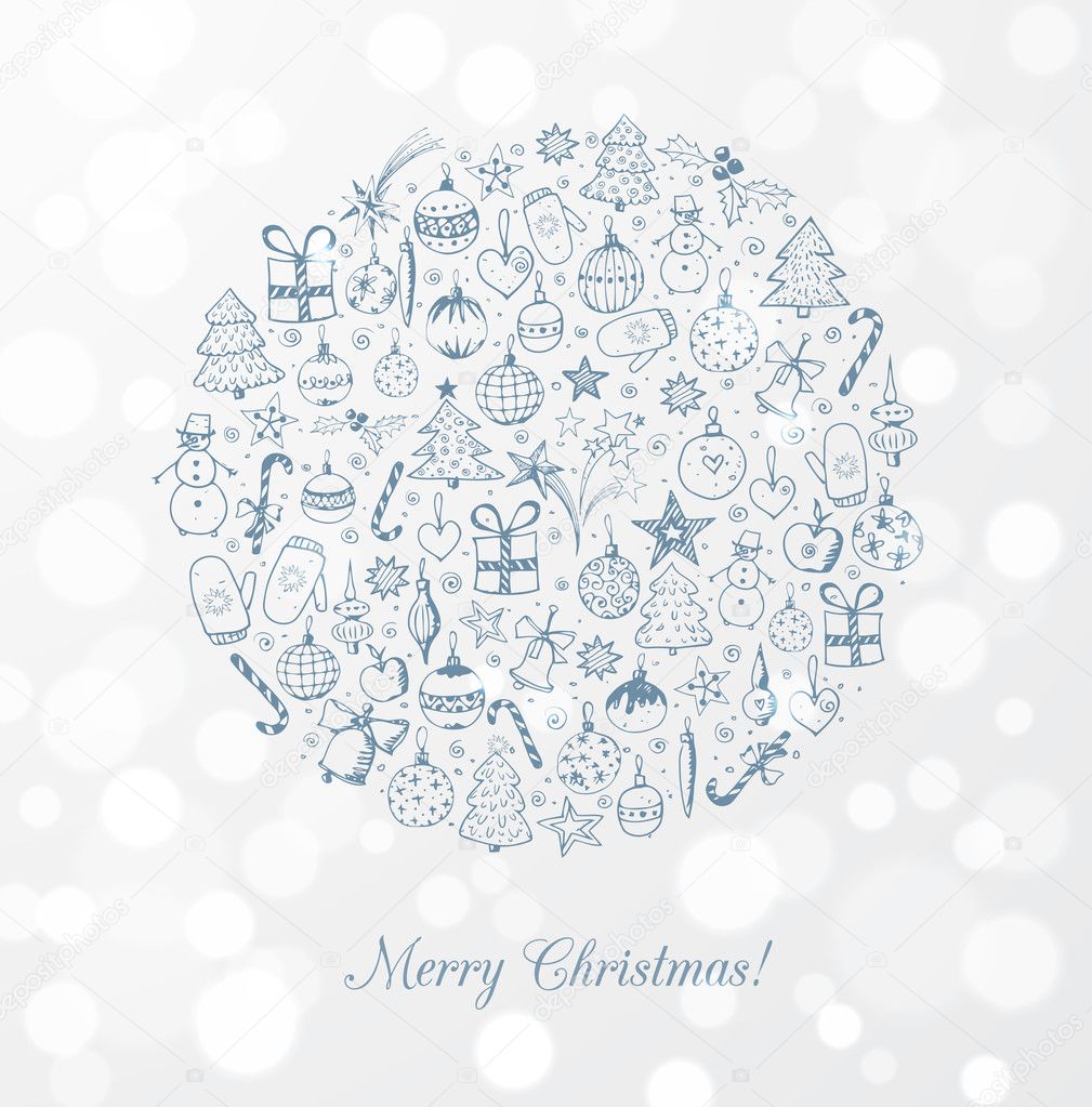 Greeting card with christmas trees, christmas balls