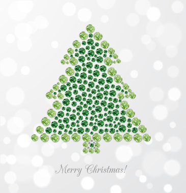 Noel ağacının olduğu tebrik kartı