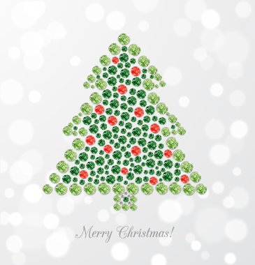 Noel ağacının olduğu tebrik kartı