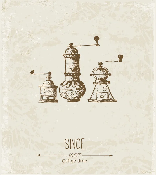 Carta con macinini da caffè vintage . — Vettoriale Stock