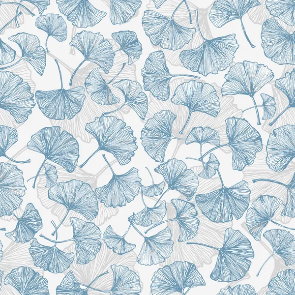 Fondo sin costura floral con hojas de ginkgo — Vector de stock