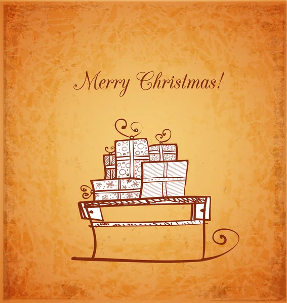 Christmas sleigh full of gifts. — Stock Vector