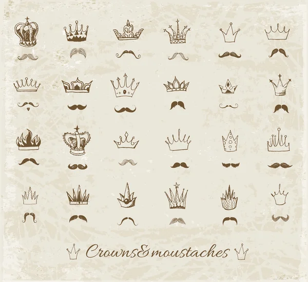 Sketch crowns collection. — Stock Vector