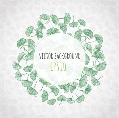 Floral background with green gingko leaves and place for your text. clipart