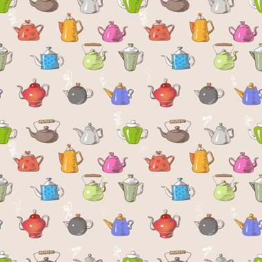 Çaydanlıklarla kusursuz bir arkaplan