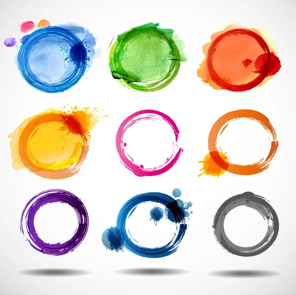 Set of bright grunge circles for your design. — Stock Vector