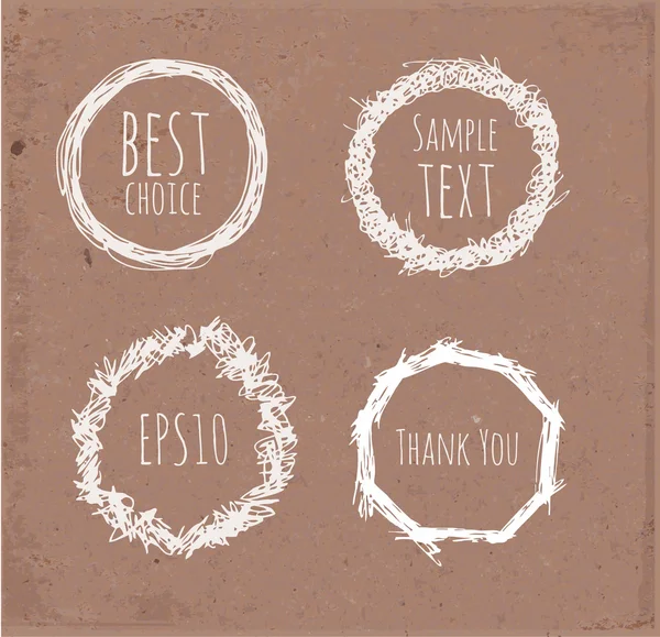 Cercle bordures doodle sur papier brun . — Image vectorielle